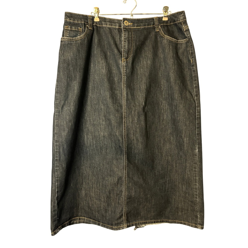 Cato Denim Modest Long Maxi Skirt Womens 16W Dark Wash Prairie Western Feminine